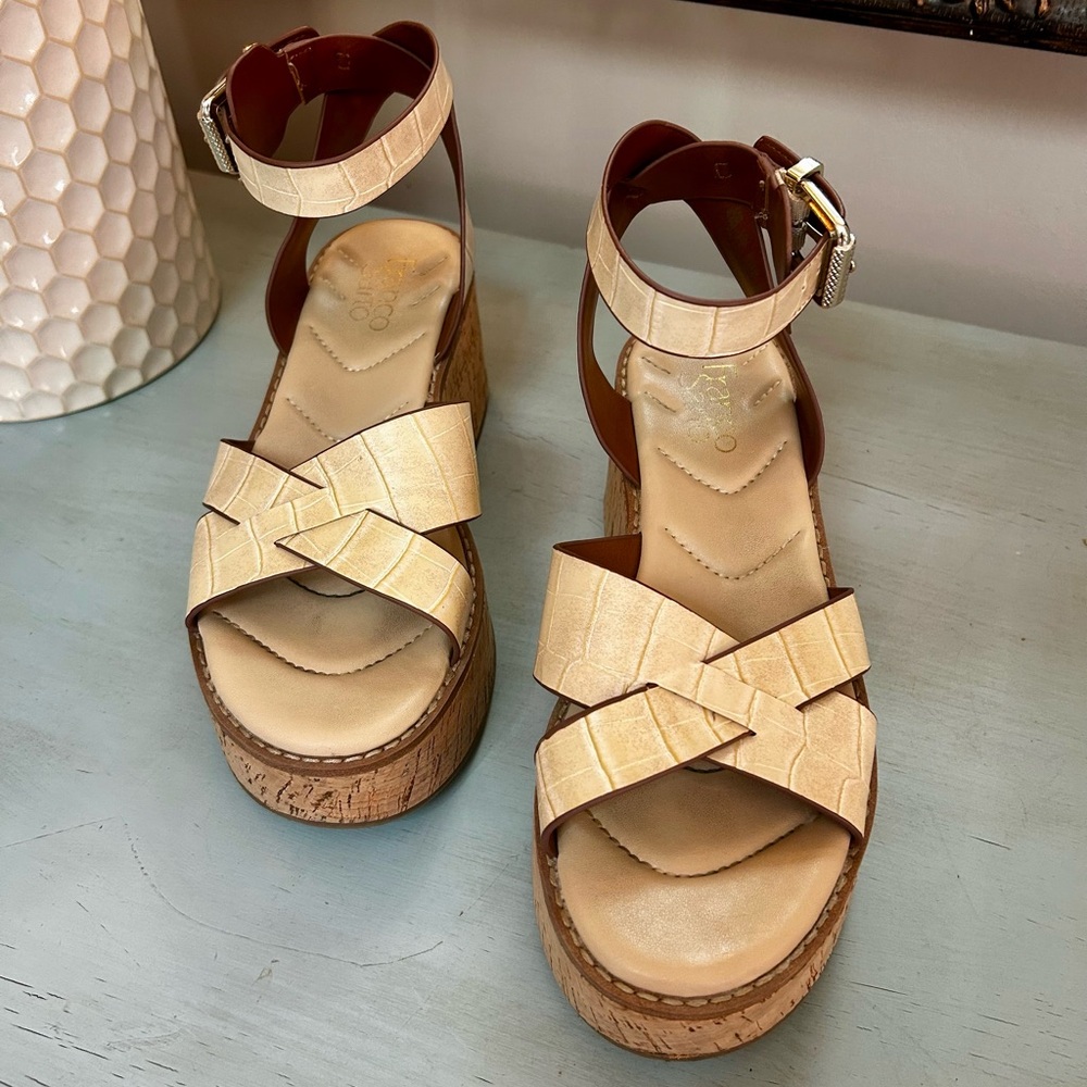 Franco Sarto Women's Cream Wedge Sandals